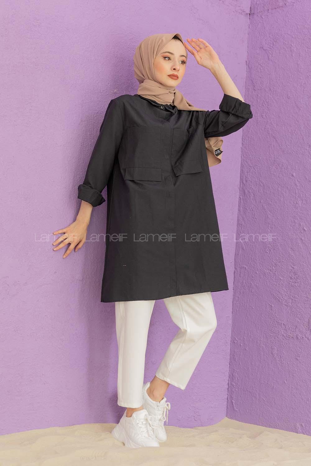 Modalamelif Çift Cepli Tunik Siyah