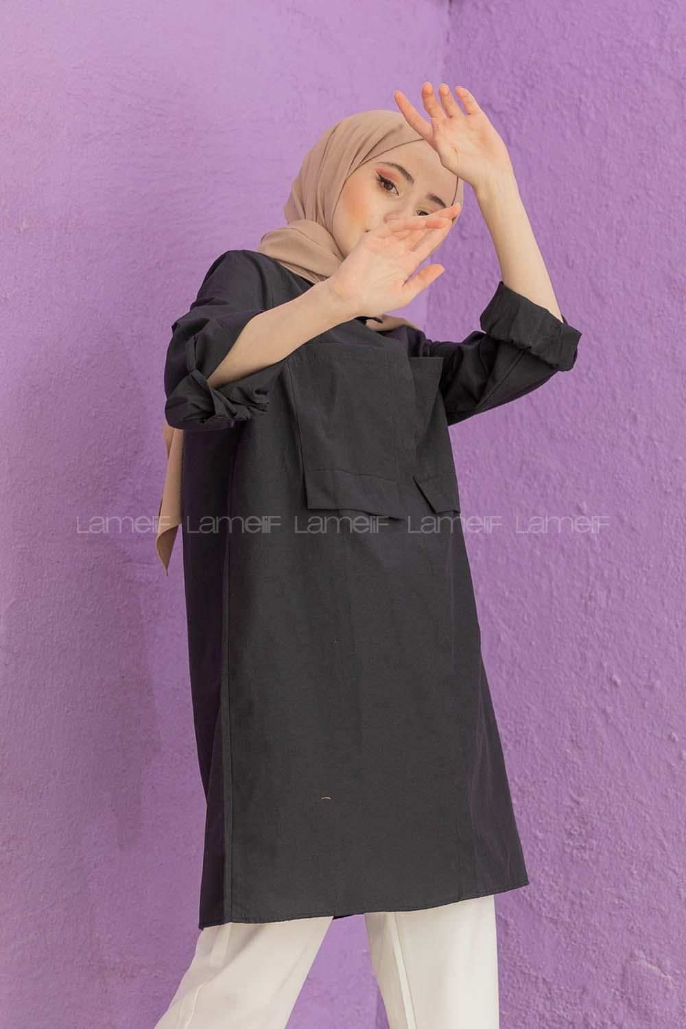 Modalamelif Çift Cepli Tunik Siyah