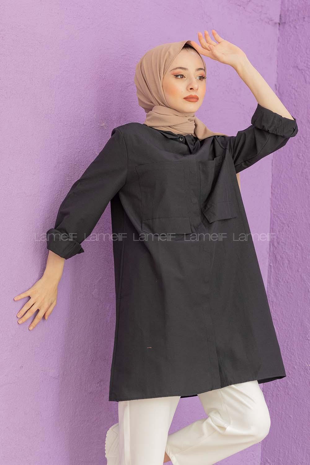 Modalamelif Çift Cepli Tunik Siyah