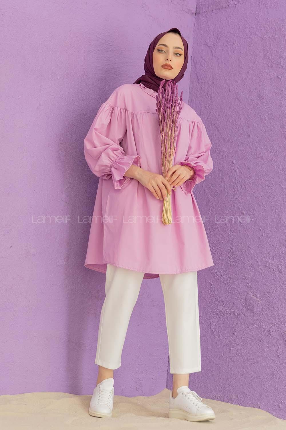 Modalamelif Dakron Büzgülü Gömlek Lila