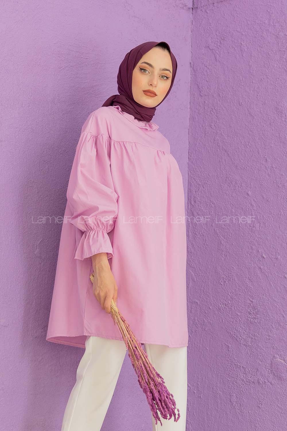 Modalamelif Dakron Büzgülü Gömlek Lila