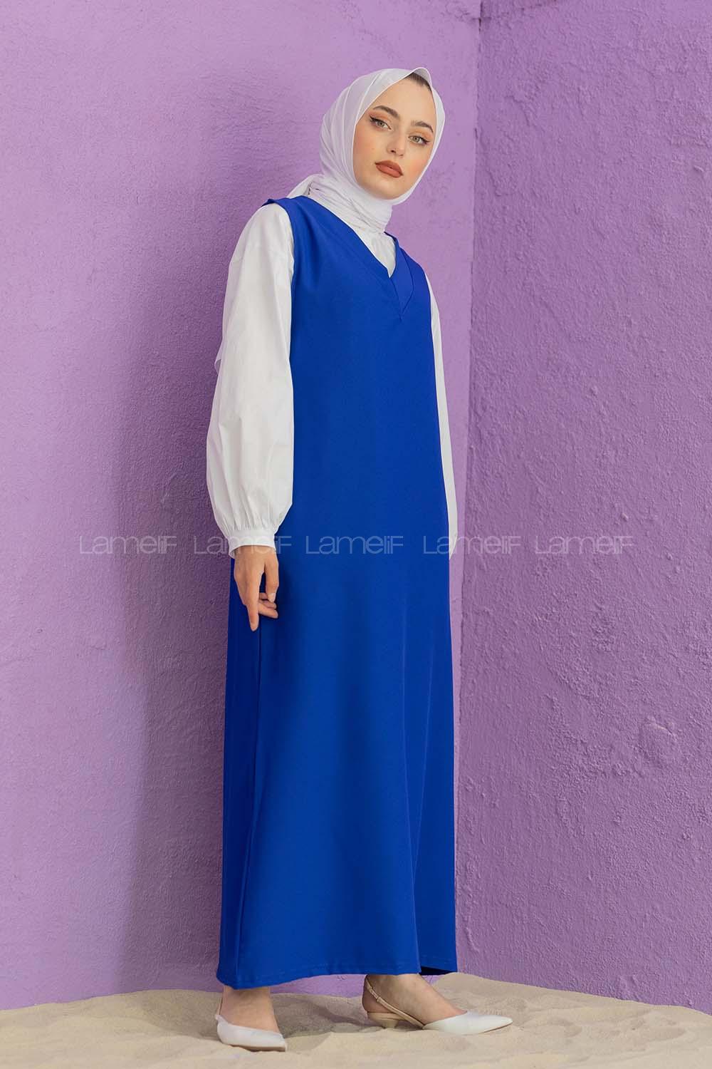 Modalamelif Duble Krep Jile Saks Mavisi