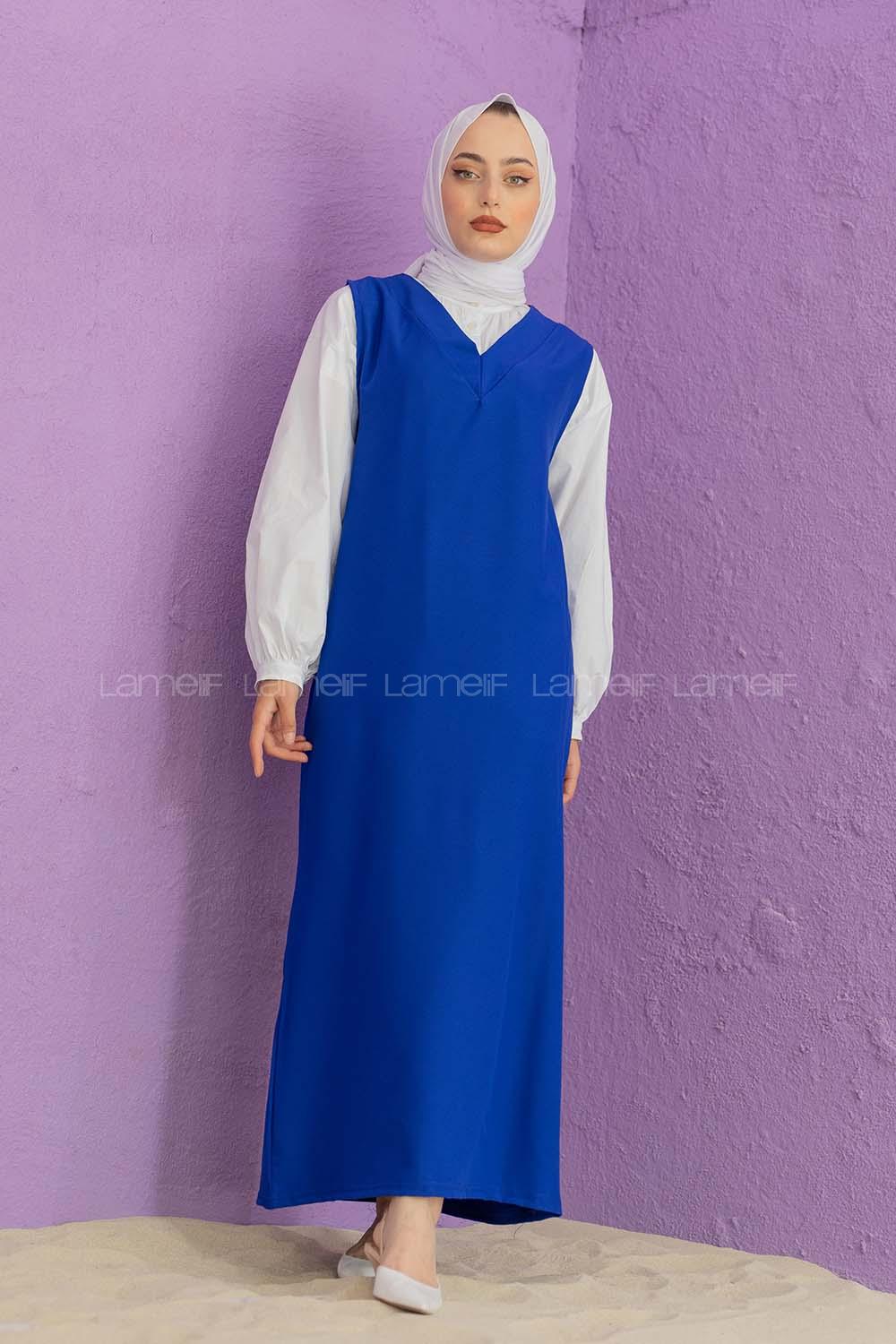 Modalamelif Duble Krep Jile Saks Mavisi