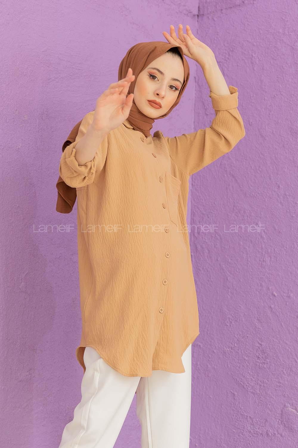 Modalamelif Tek Cepli  Ayrobin Gömlek Camel