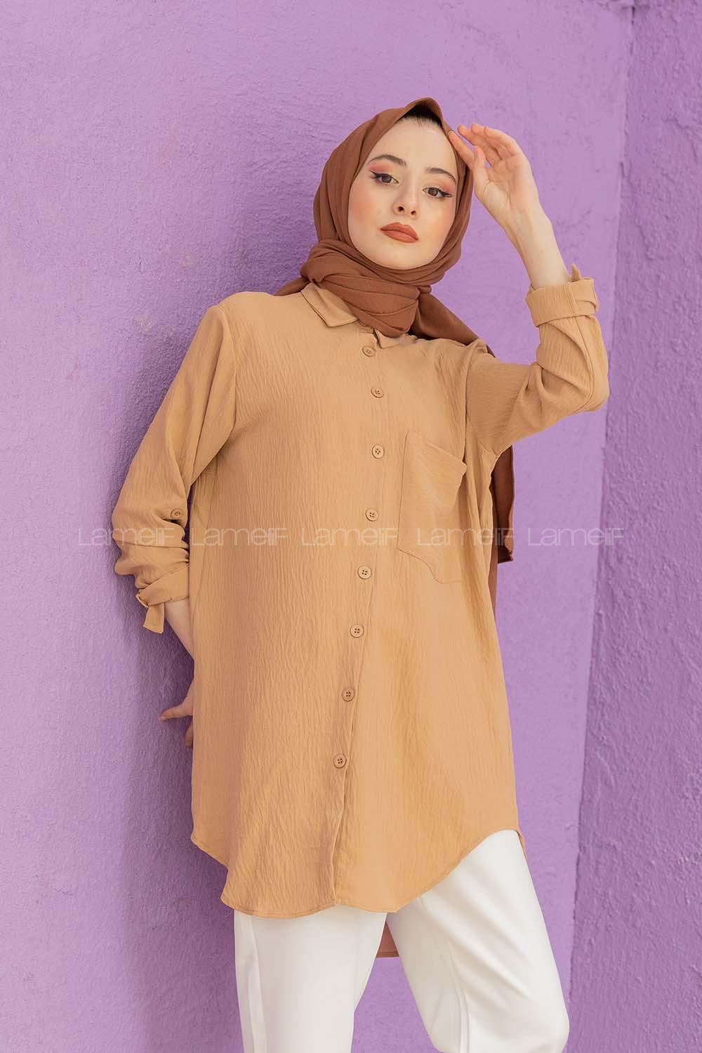 Modalamelif Tek Cepli  Ayrobin Gömlek Camel