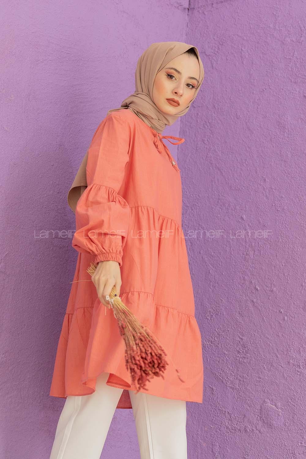 Modalamelif Yaka Bağlamalı Tunik Gül