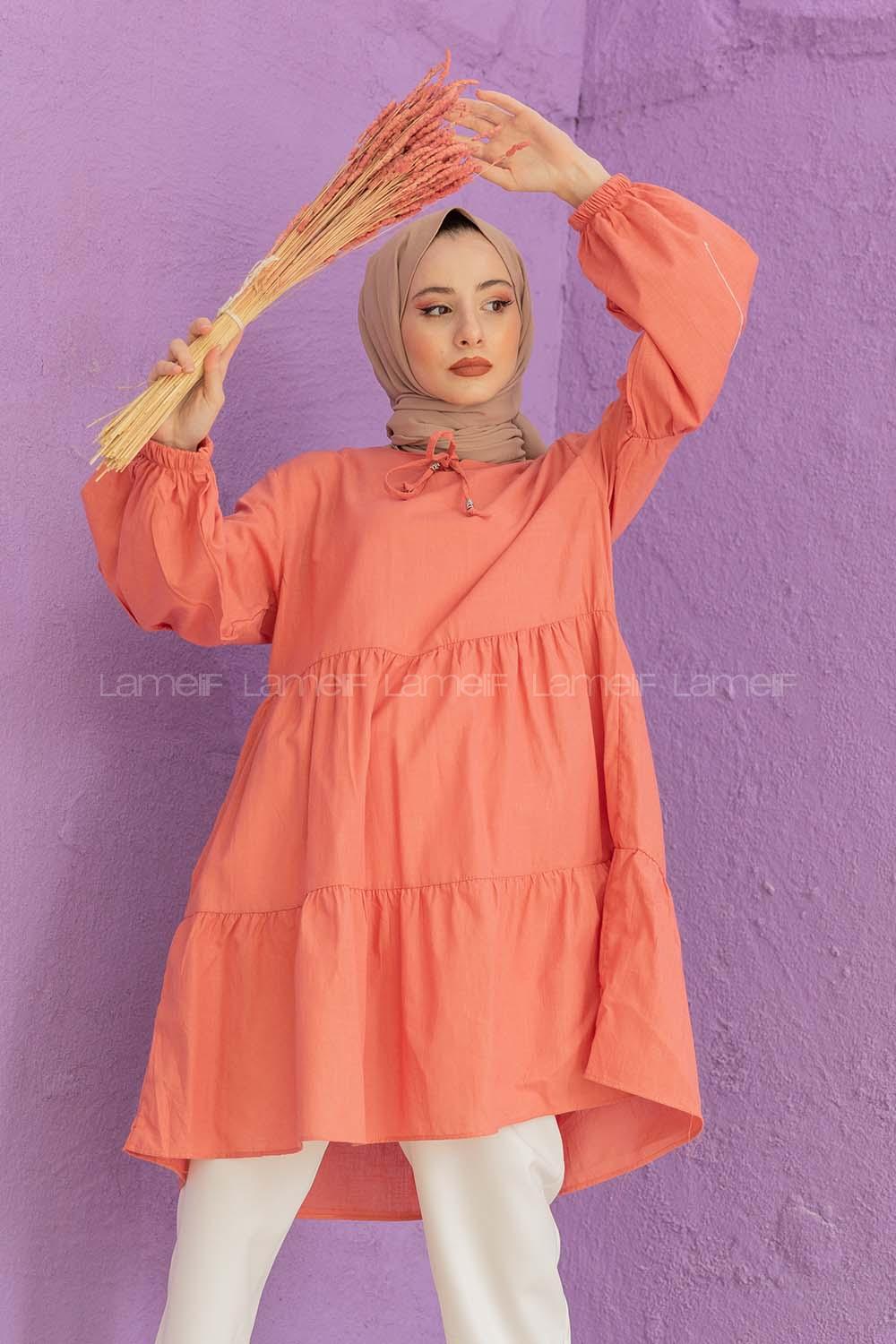 Modalamelif Yaka Bağlamalı Tunik Gül