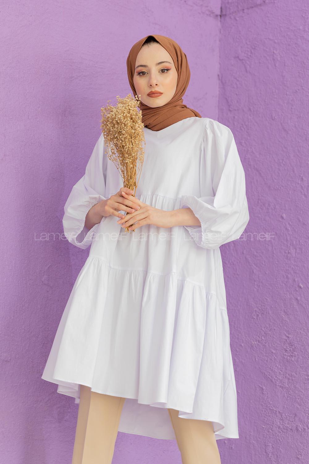 Modalamelif Fırfırlı Tunik Beyaz