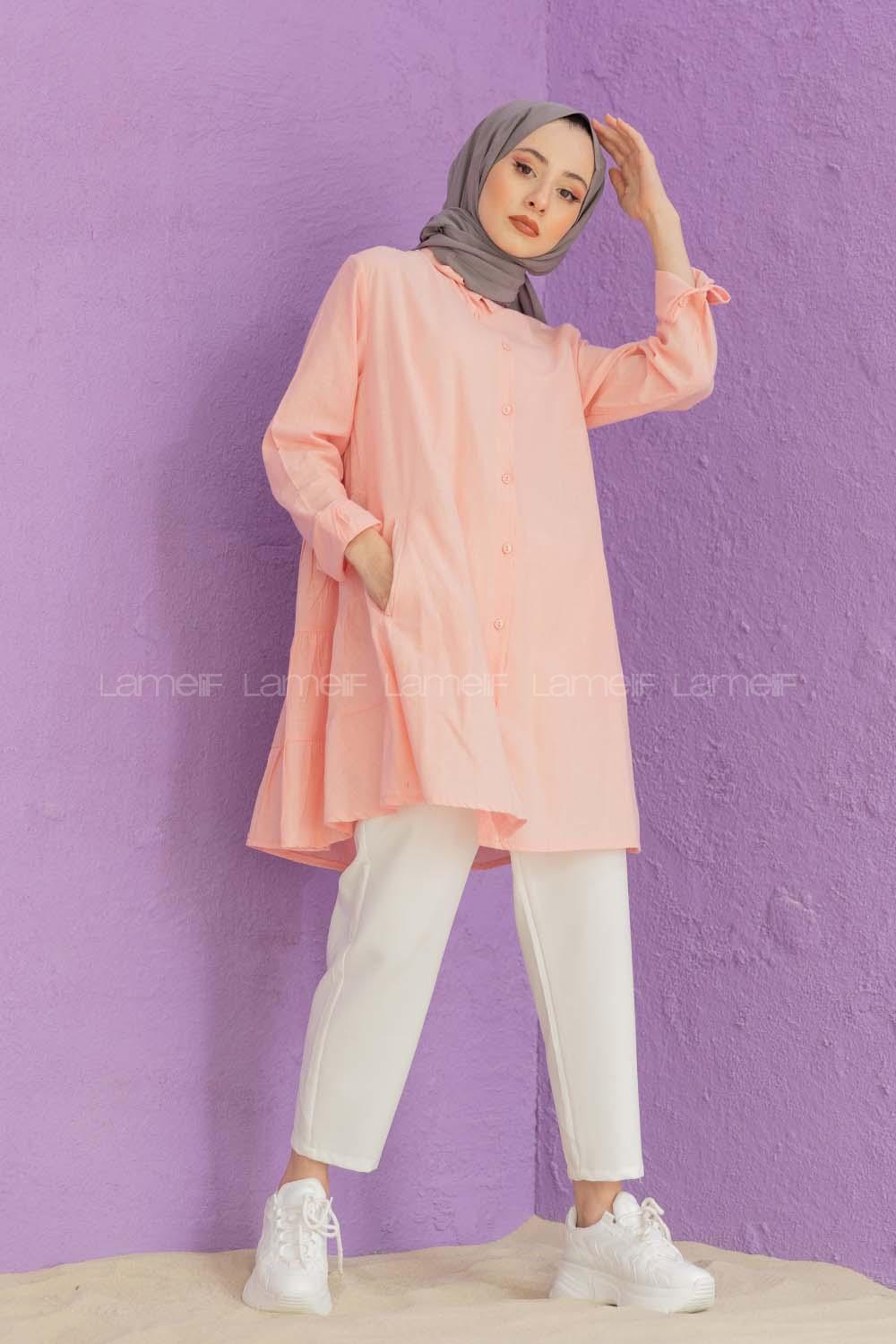 Modalamelif Gizli Cepli Gömlek Pudra