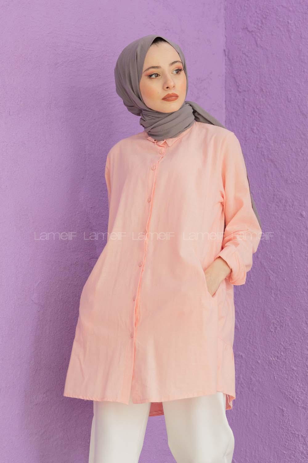 Modalamelif Gizli Cepli Gömlek Pudra