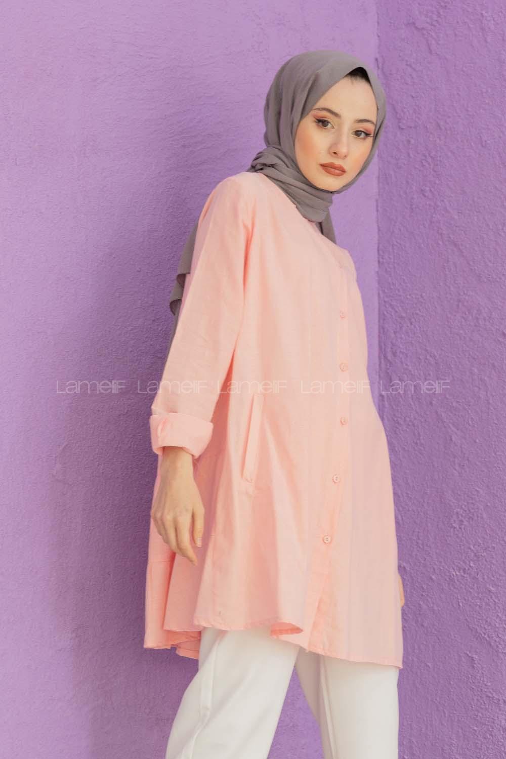 Modalamelif Gizli Cepli Gömlek Pudra