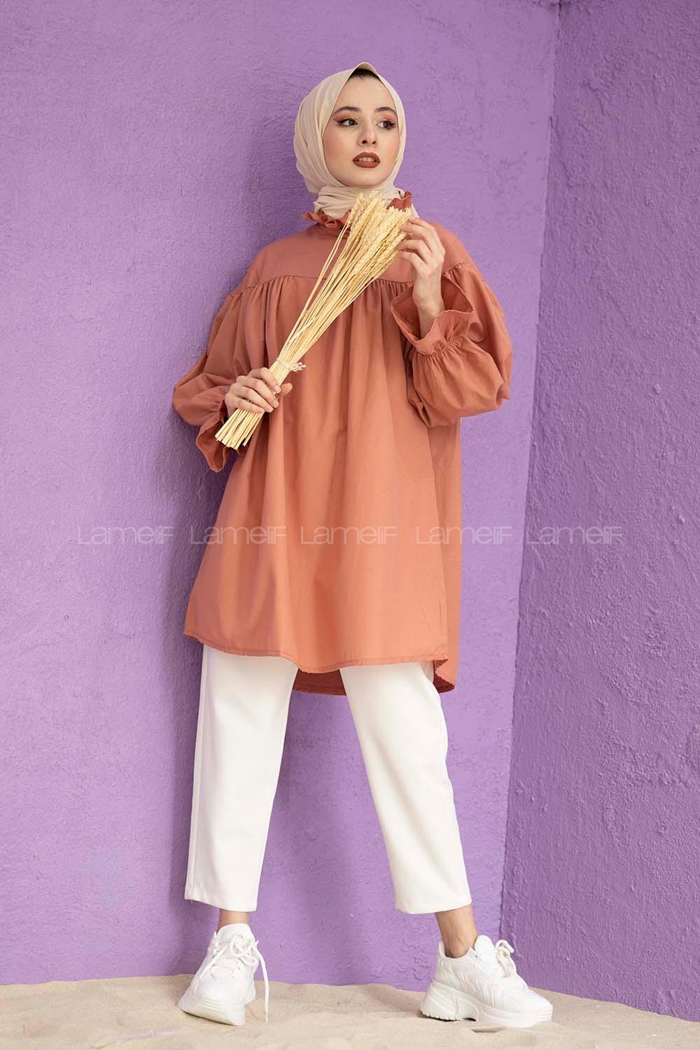 Modalamelif Dakron Büzgülü Gömlek Gül