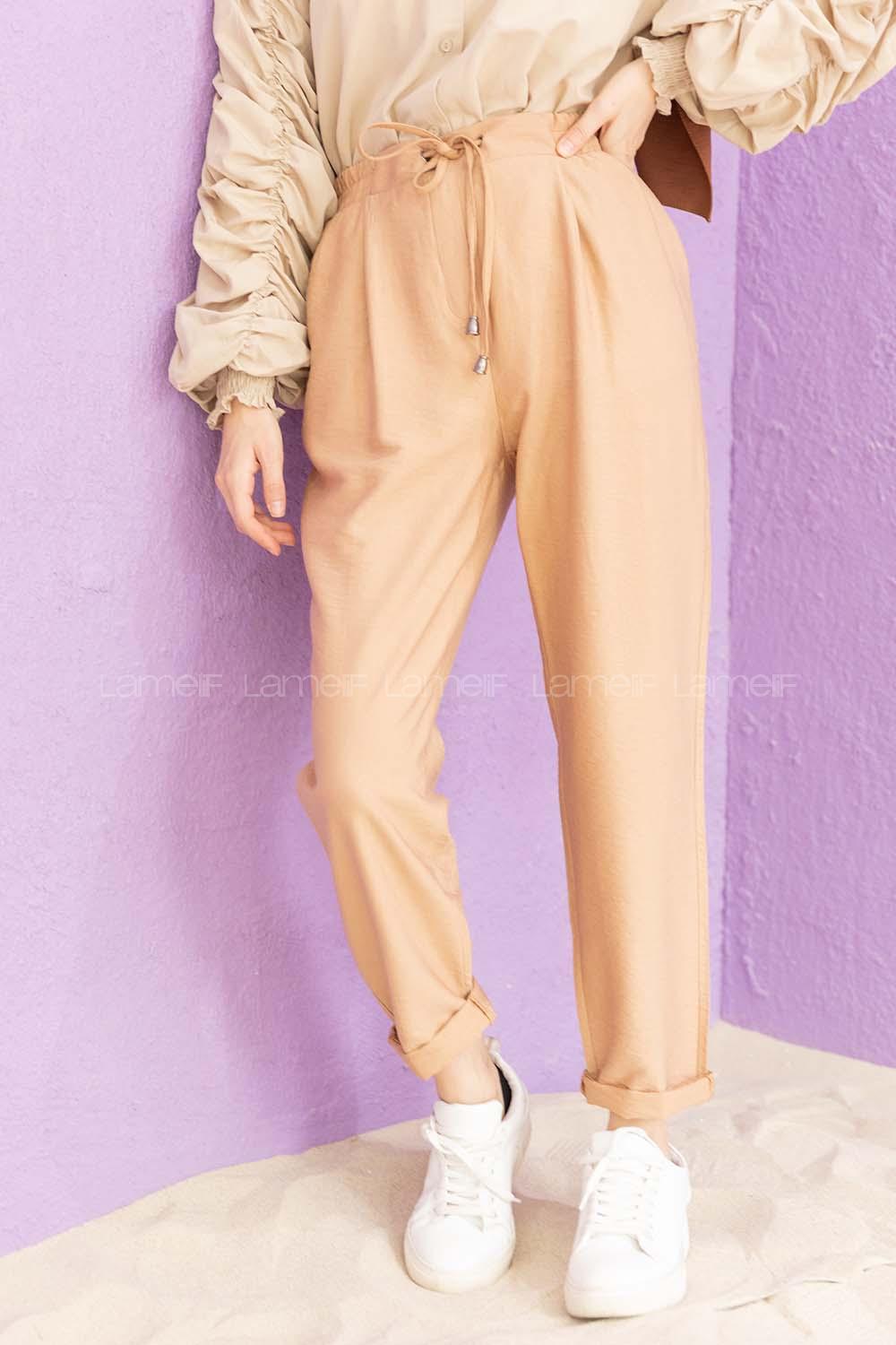 Modalamelif Bel Bağlamalı Duble Pantolon Camel