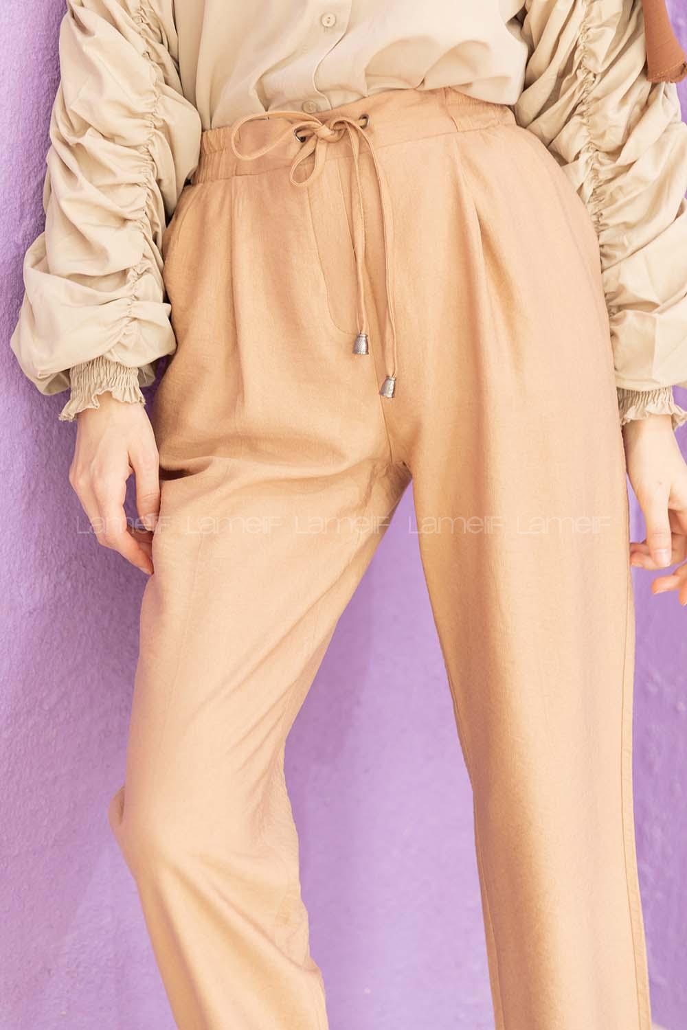 Modalamelif Bel Bağlamalı Duble Pantolon Camel