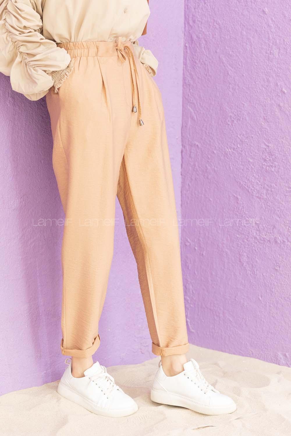 Modalamelif Bel Bağlamalı Duble Pantolon Camel