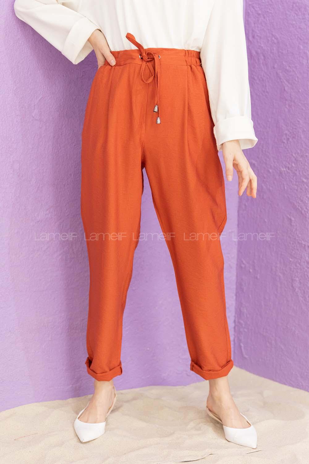 Modalamelif Bel Bağlamalı Duble Pantolon Kiremit