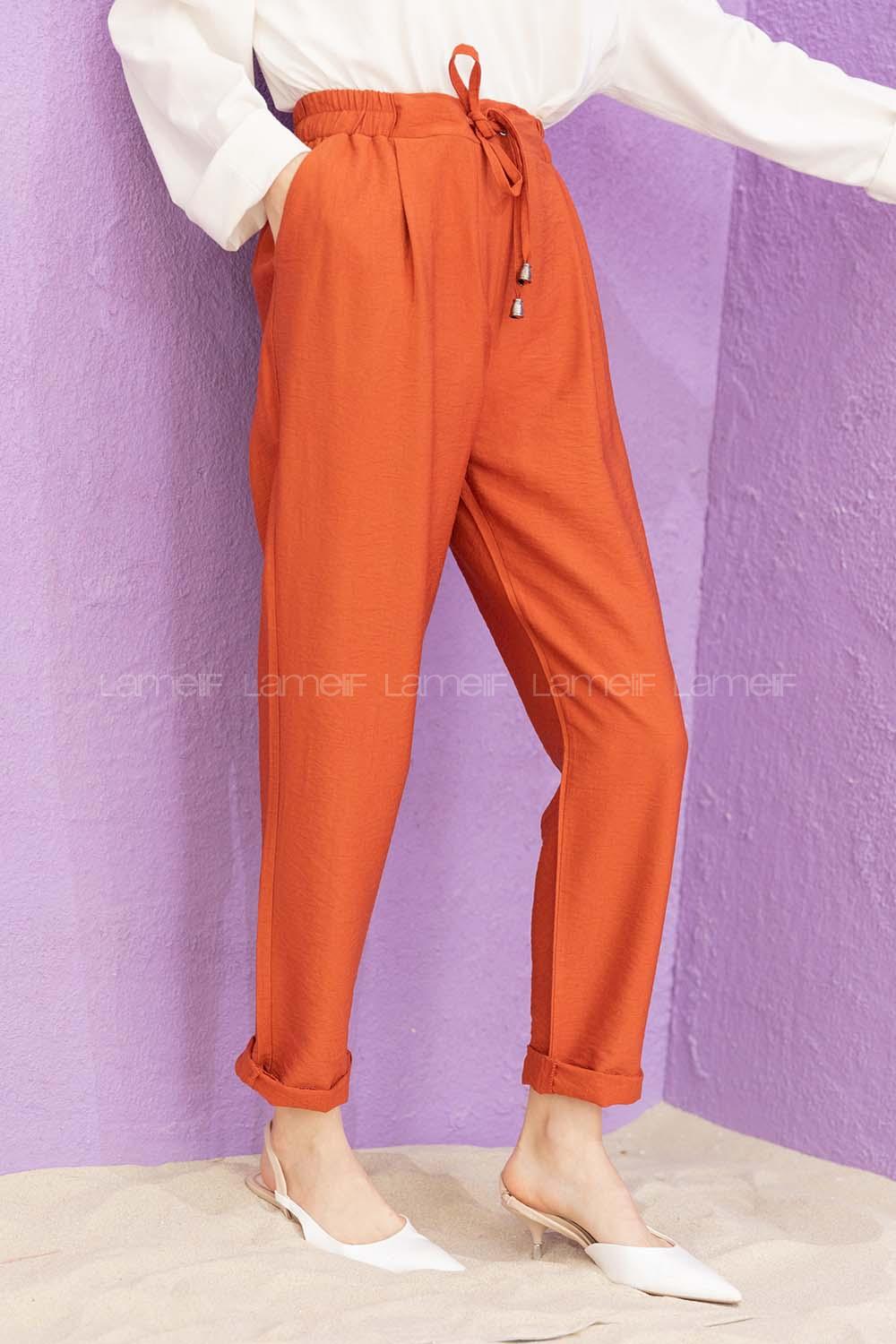 Modalamelif Bel Bağlamalı Duble Pantolon Kiremit