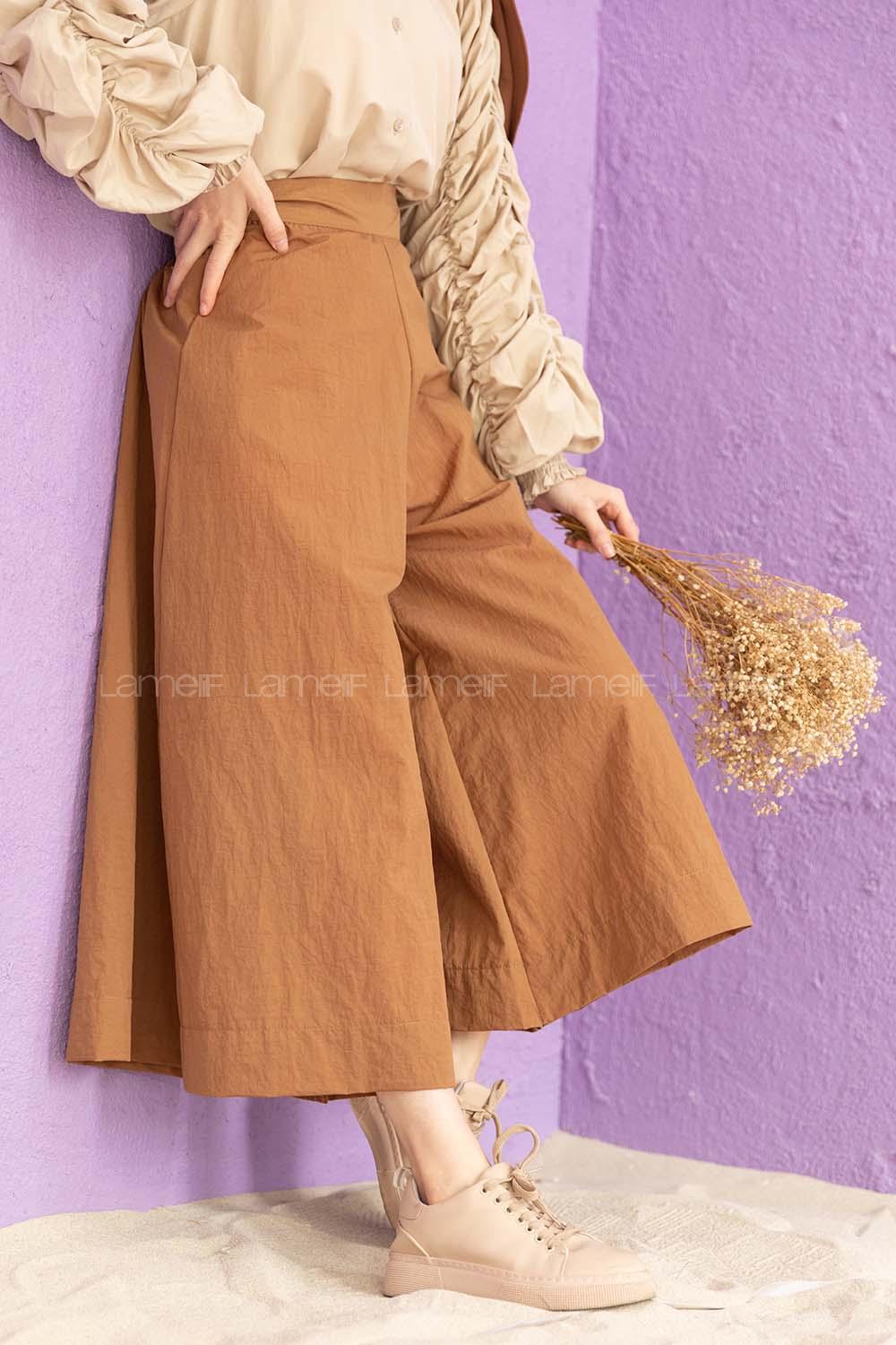 Modalamelif Bol Paça Etek Pantolon Camel