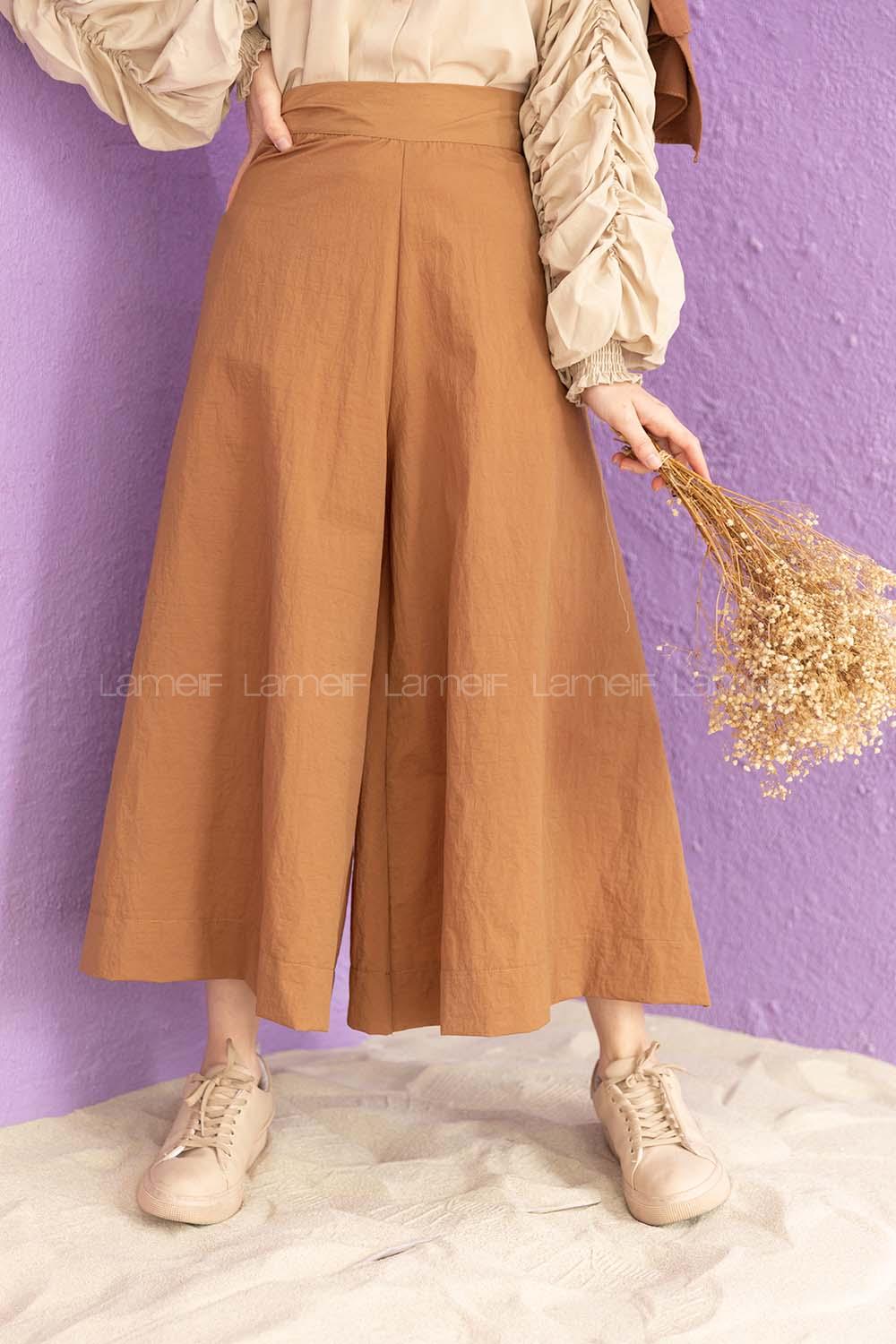 Modalamelif Bol Paça Etek Pantolon Camel