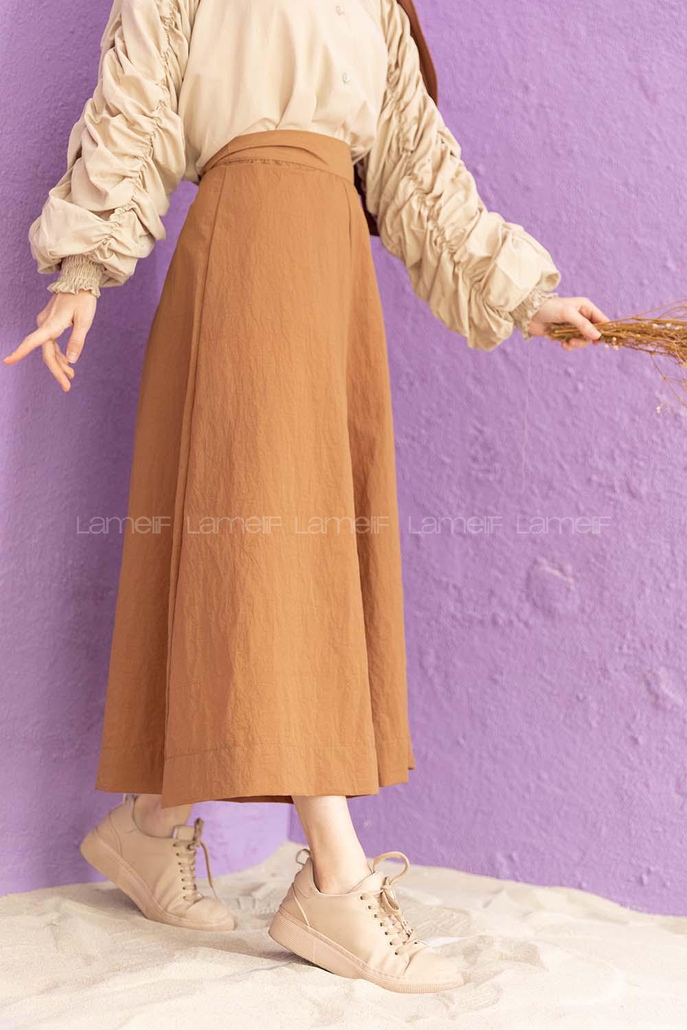 Modalamelif Bol Paça Etek Pantolon Camel