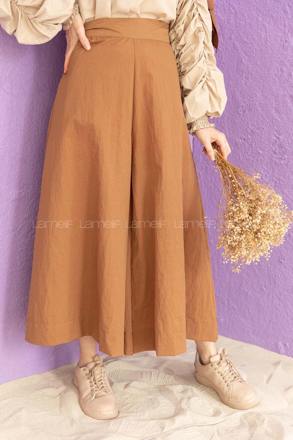 Modalamelif Bol Paça Etek Pantolon Camel