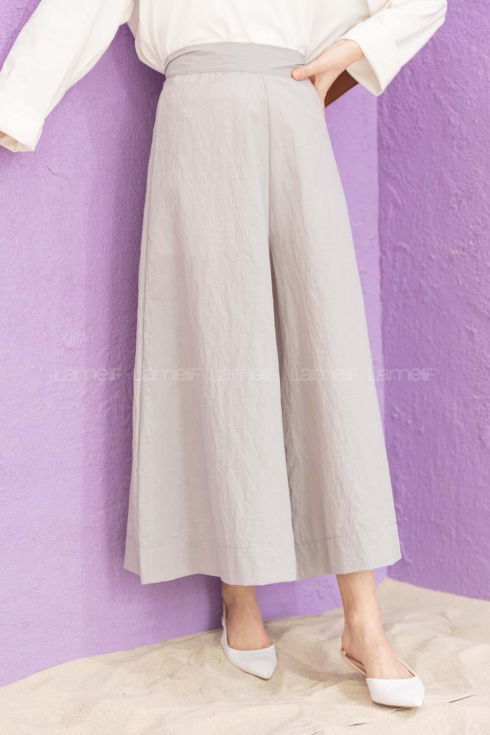 Modalamelif Bol Paça Etek Pantolon Gri