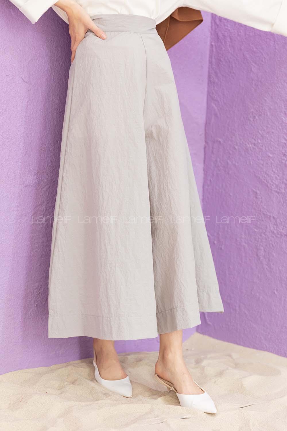 Modalamelif Bol Paça Etek Pantolon Gri