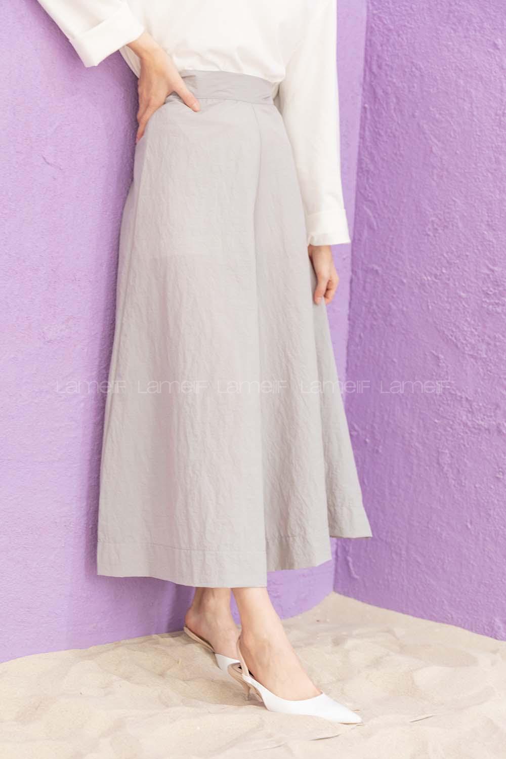 Modalamelif Bol Paça Etek Pantolon Gri