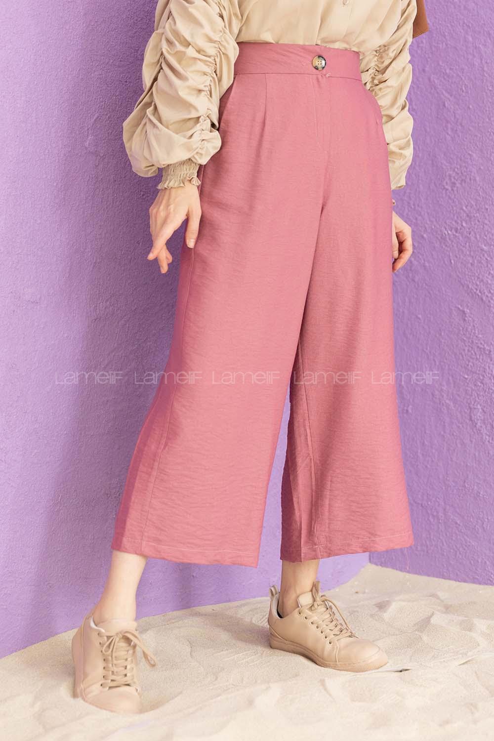 Modalamelif Bol Paça Pantolon Gül