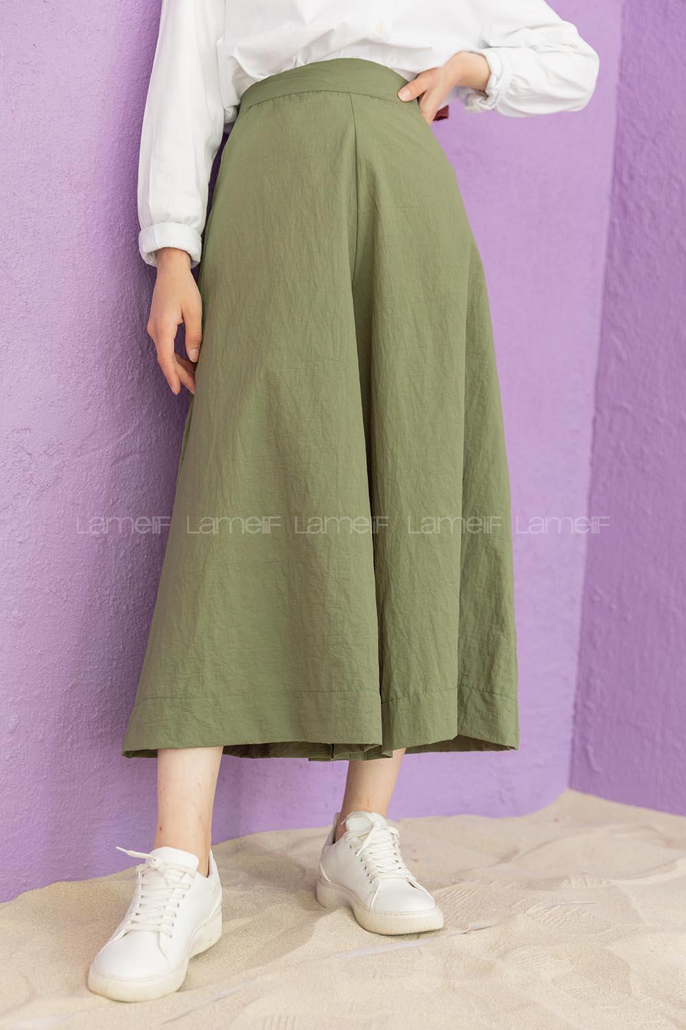 Modalamelif Bol Paça Etek Pantolon Haki