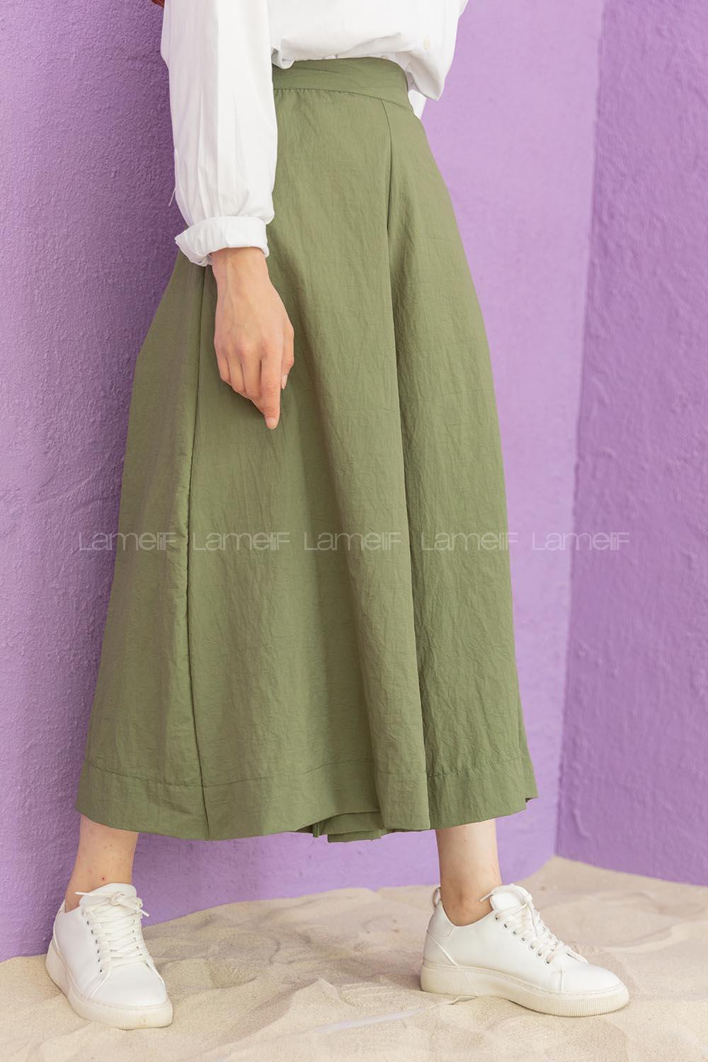 Modalamelif Bol Paça Etek Pantolon Haki