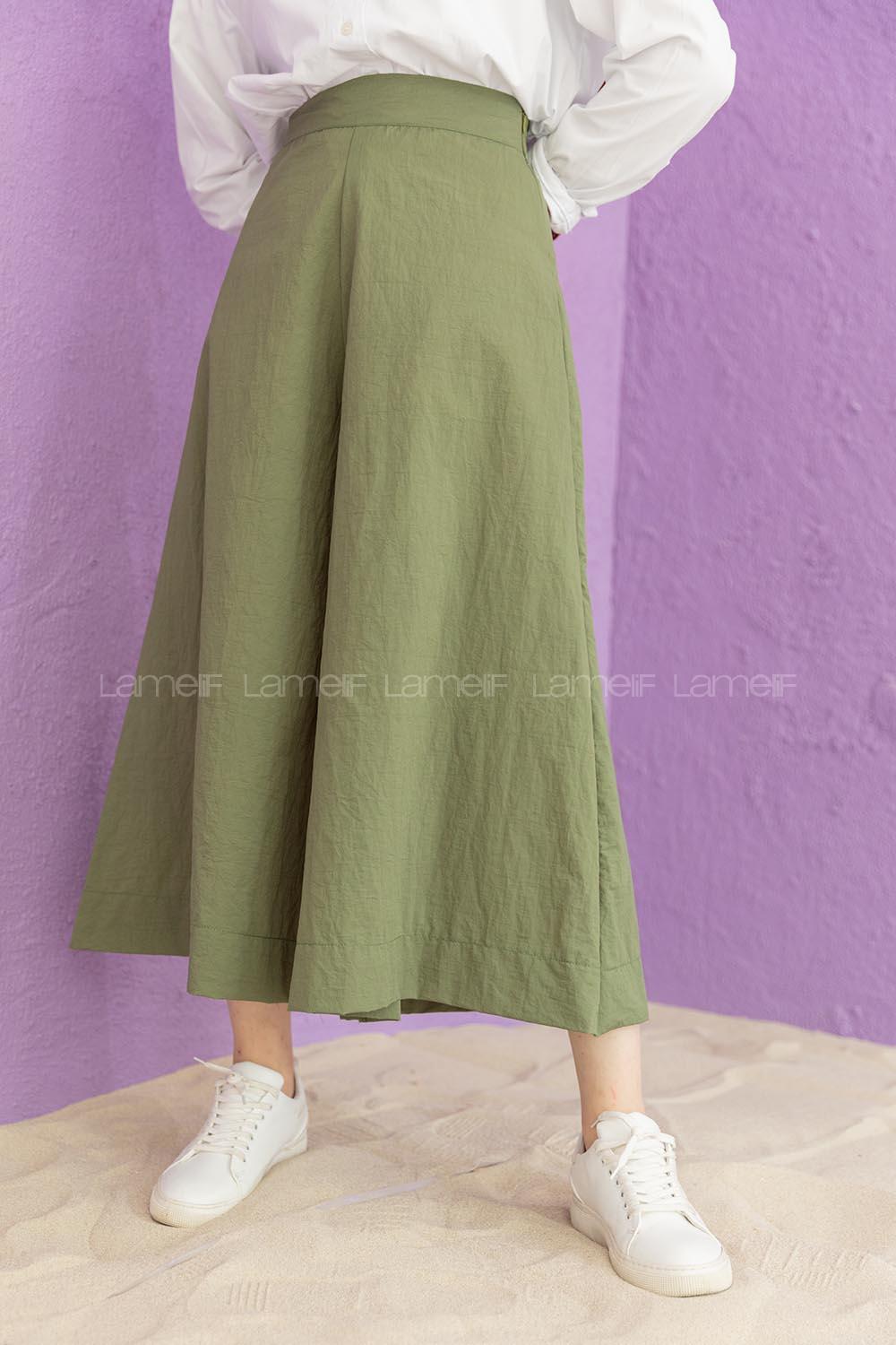 Modalamelif Bol Paça Etek Pantolon Haki