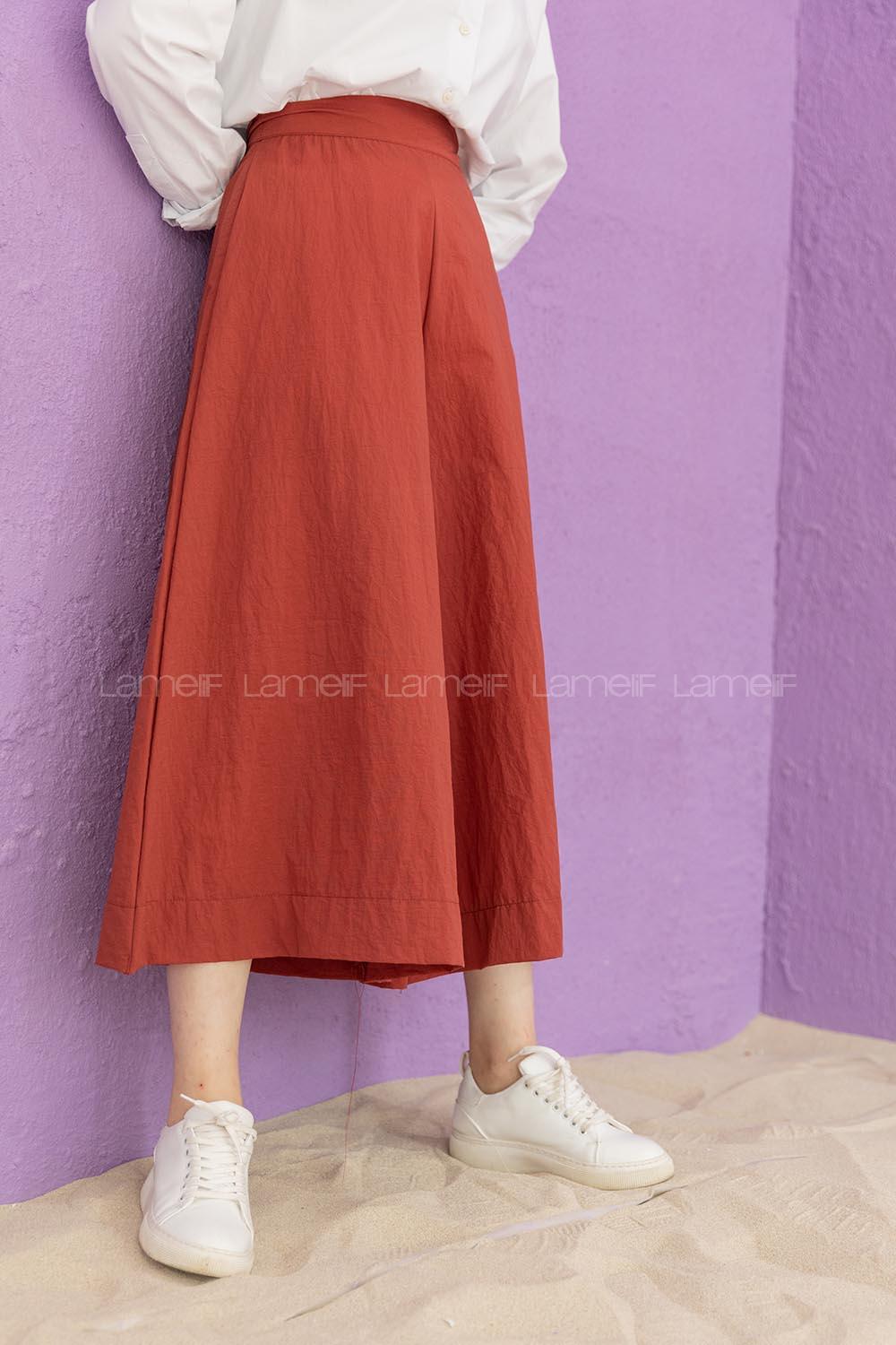 Modalamelif Bol Paça Etek Pantolon Kiremit