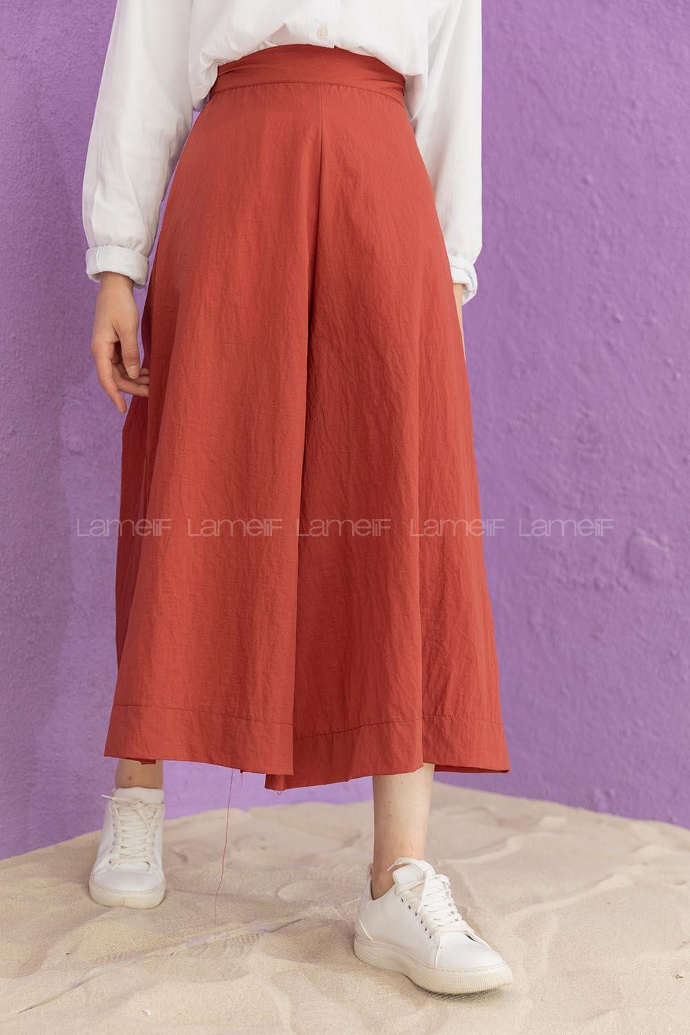 Modalamelif Bol Paça Etek Pantolon Kiremit