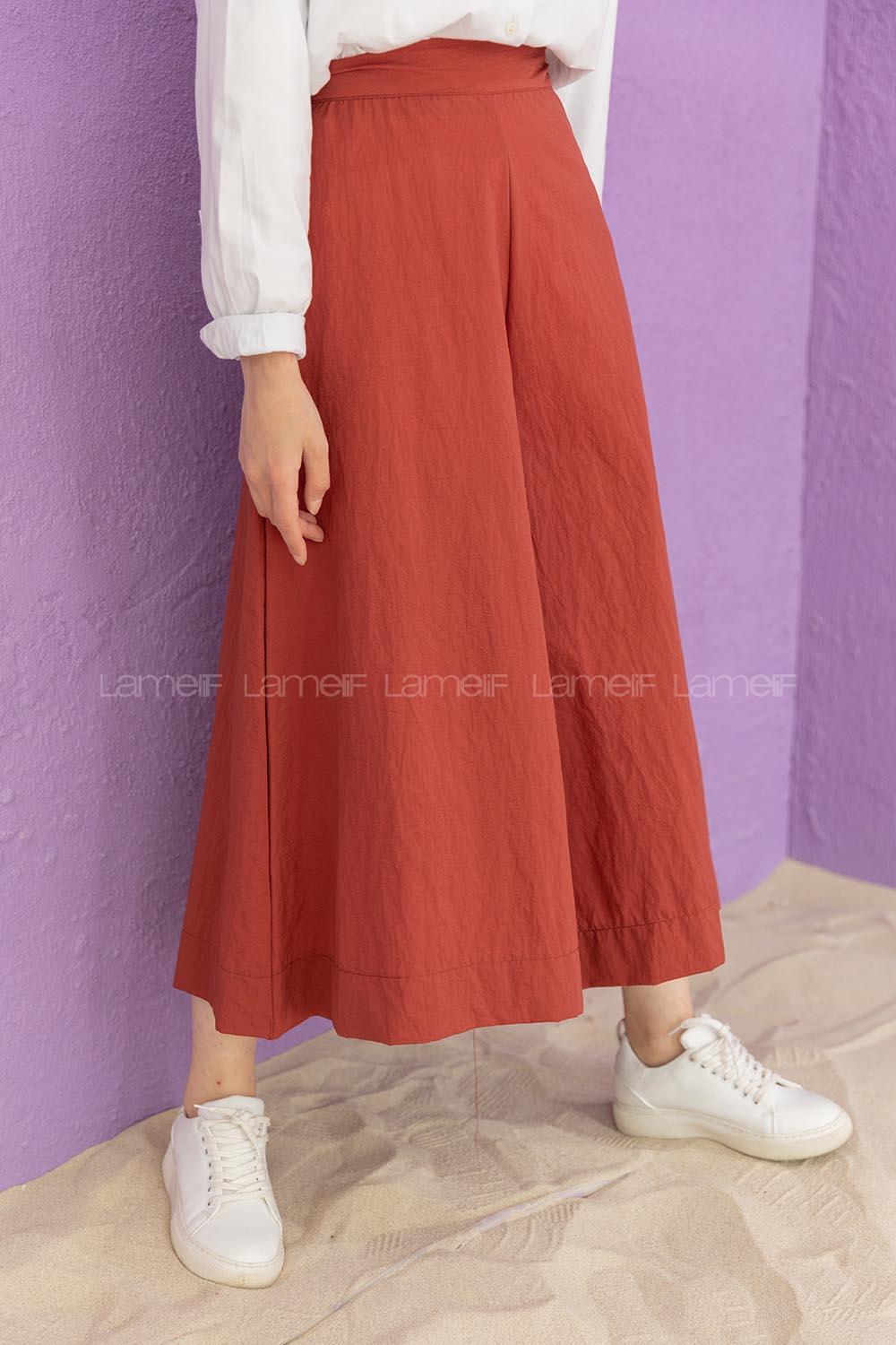 Modalamelif Bol Paça Etek Pantolon Kiremit