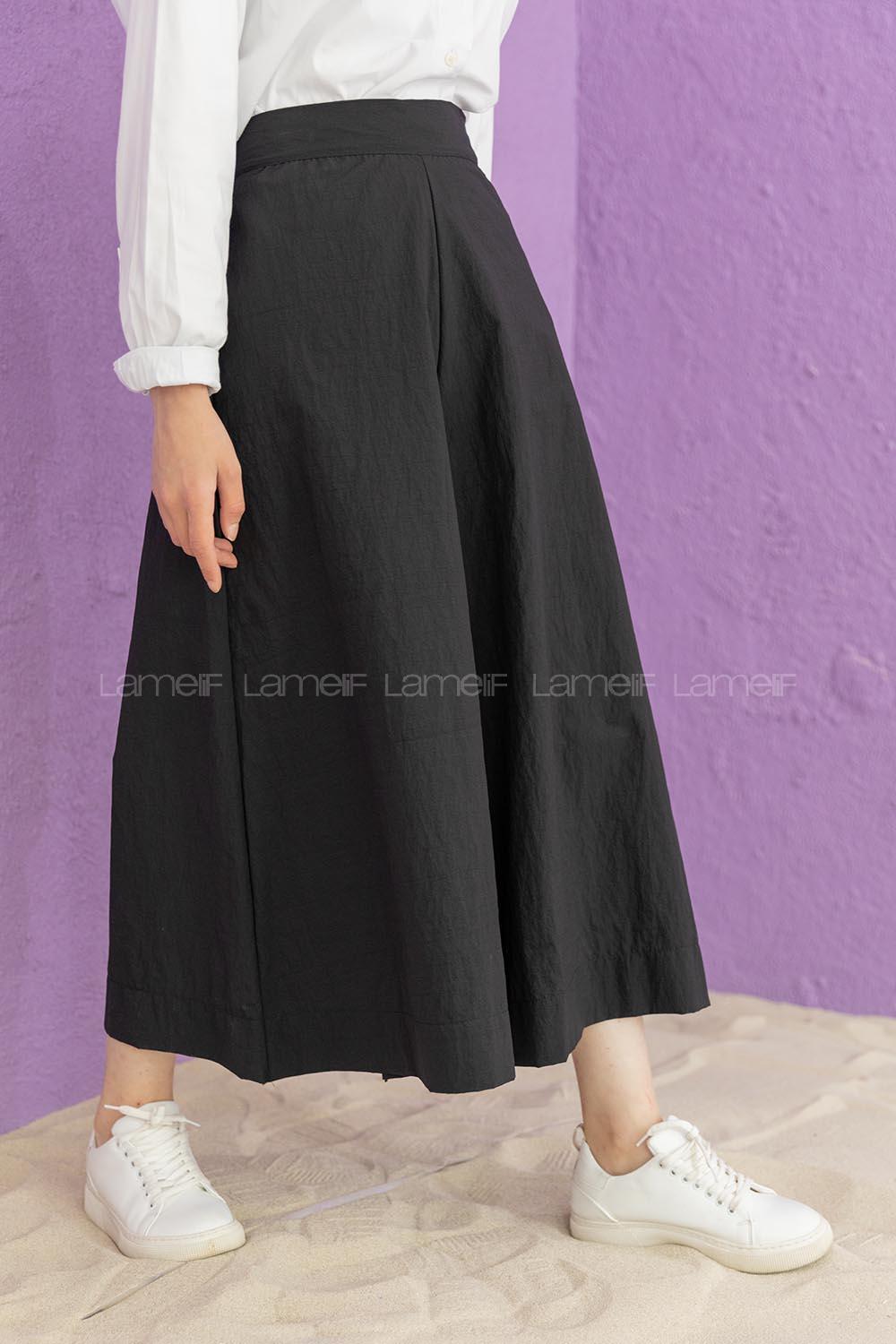 Modalamelif Bol Paça Etek Pantolon Siyah