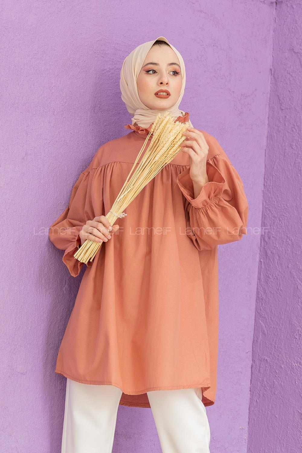 Modalamelif Dakron Büzgülü Gömlek Gül