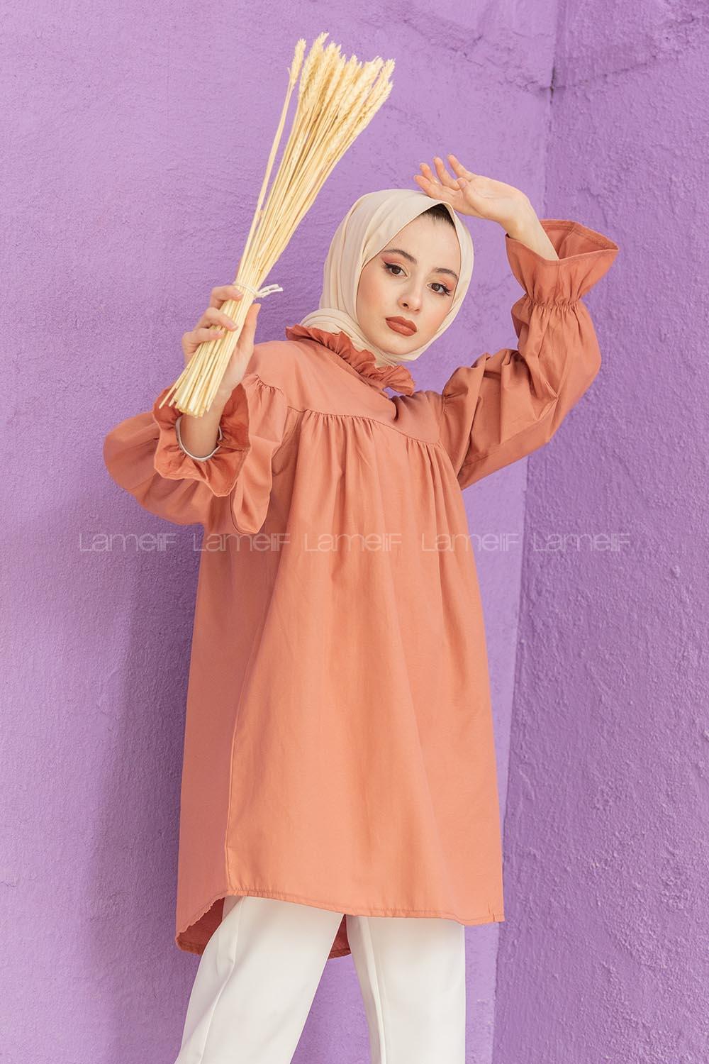 Modalamelif Dakron Büzgülü Gömlek Gül