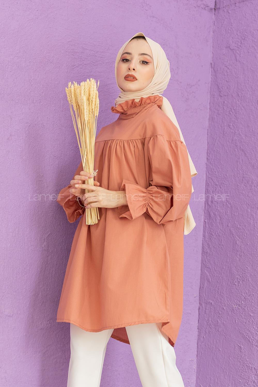 Modalamelif Dakron Büzgülü Gömlek Gül