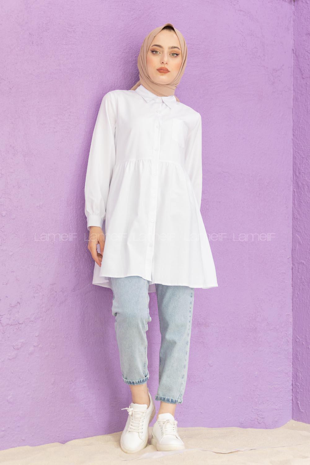 Modalamelif Tek Cepli Robalı Tunik Beyaz