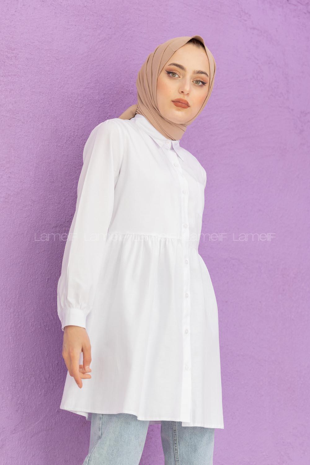 Modalamelif Tek Cepli Robalı Tunik Beyaz
