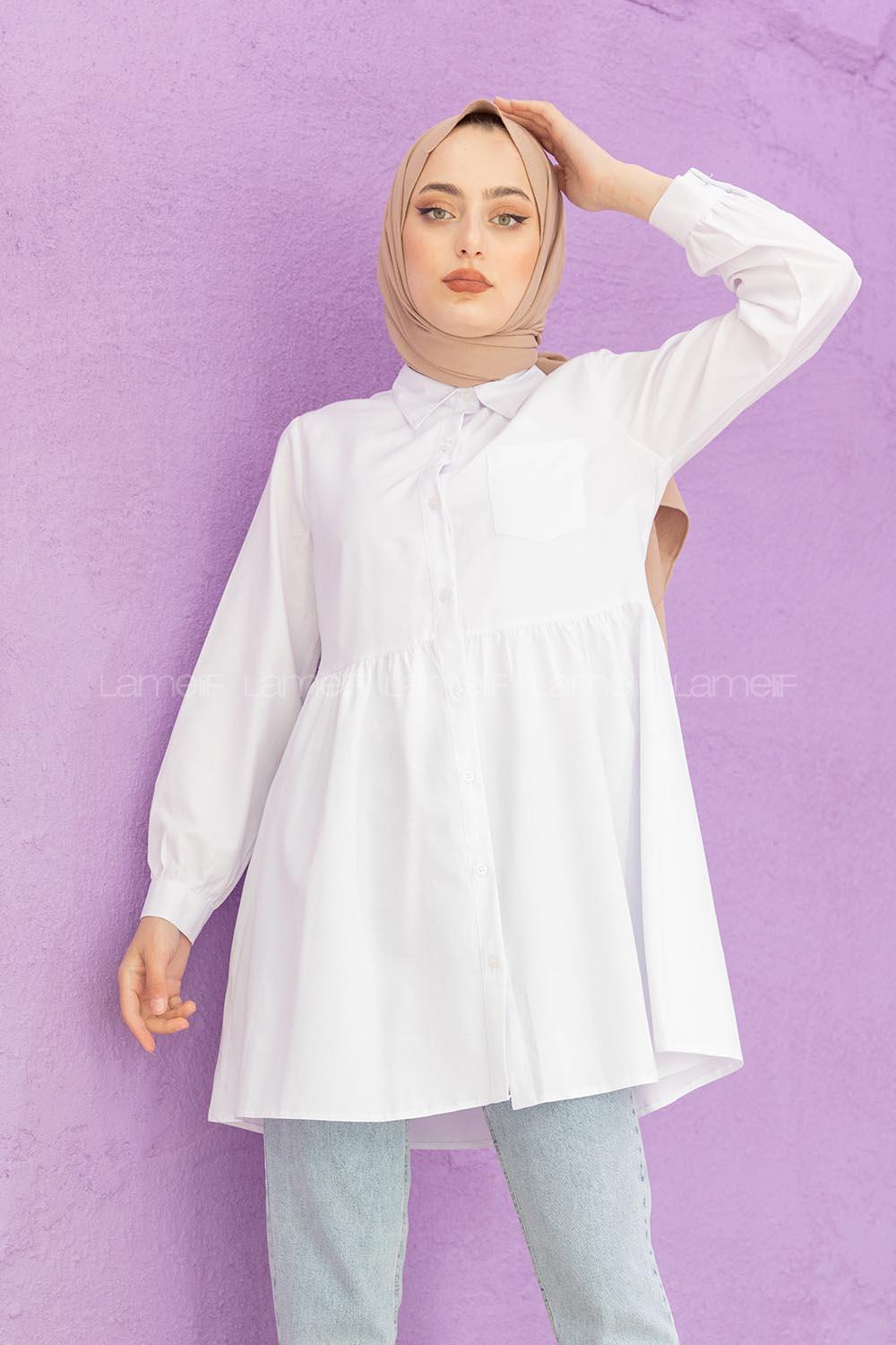 Modalamelif Tek Cepli Robalı Tunik Beyaz