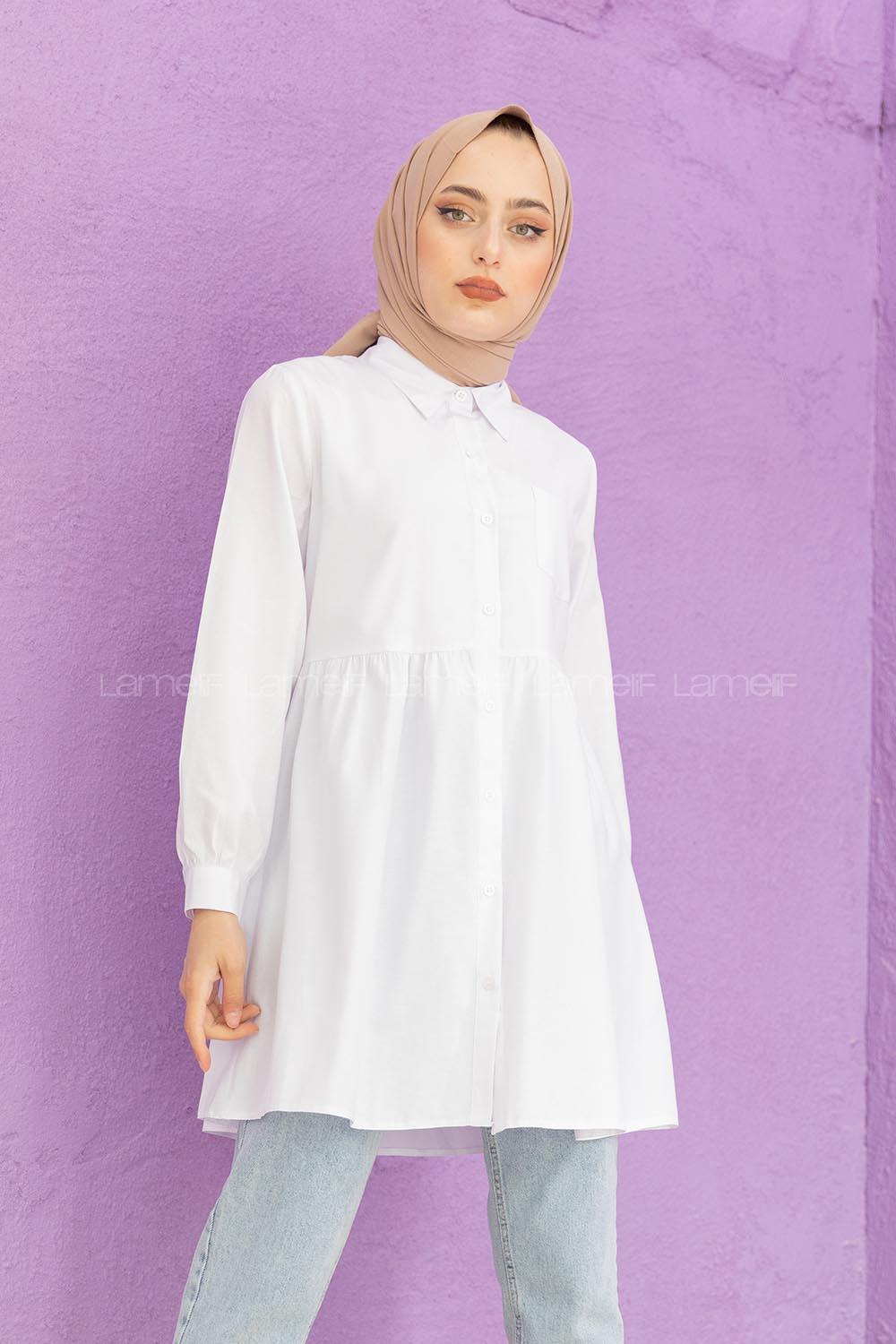 Modalamelif Tek Cepli Robalı Tunik Beyaz