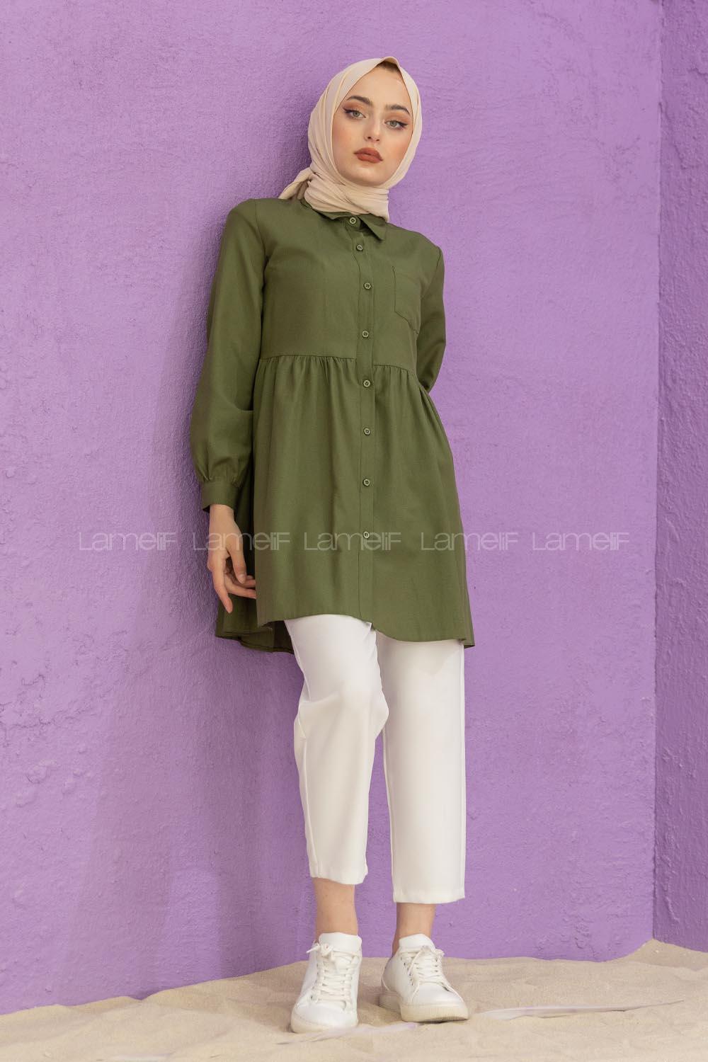 Modalamelif Tek Cepli Robalı Tunik Haki