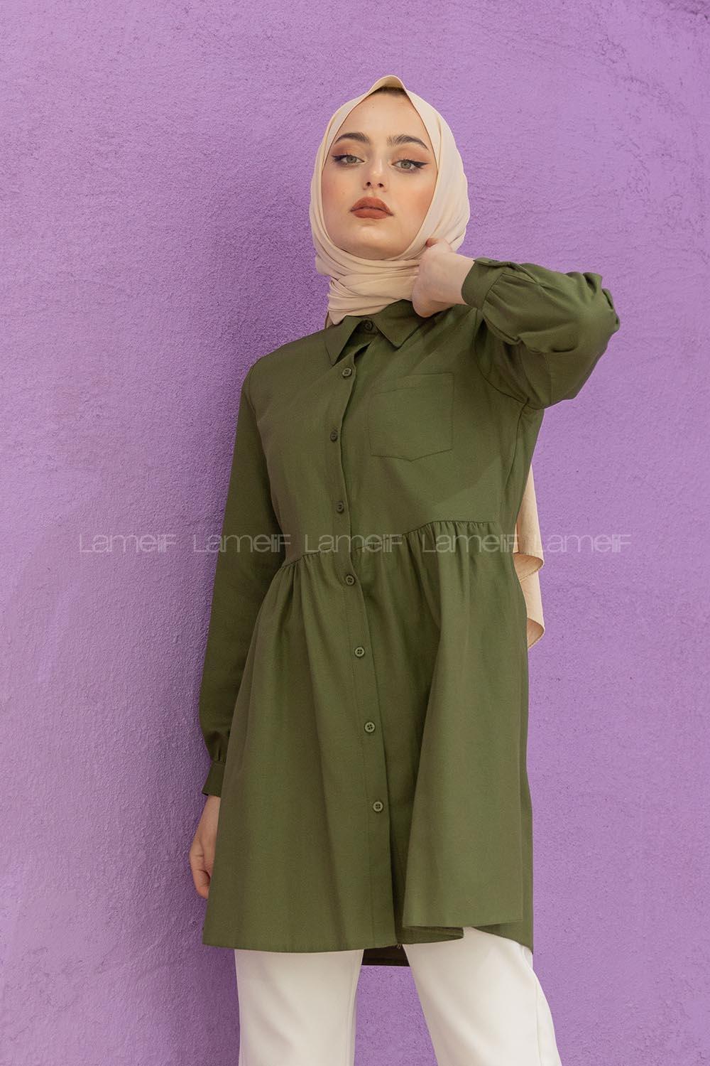 Modalamelif Tek Cepli Robalı Tunik Haki