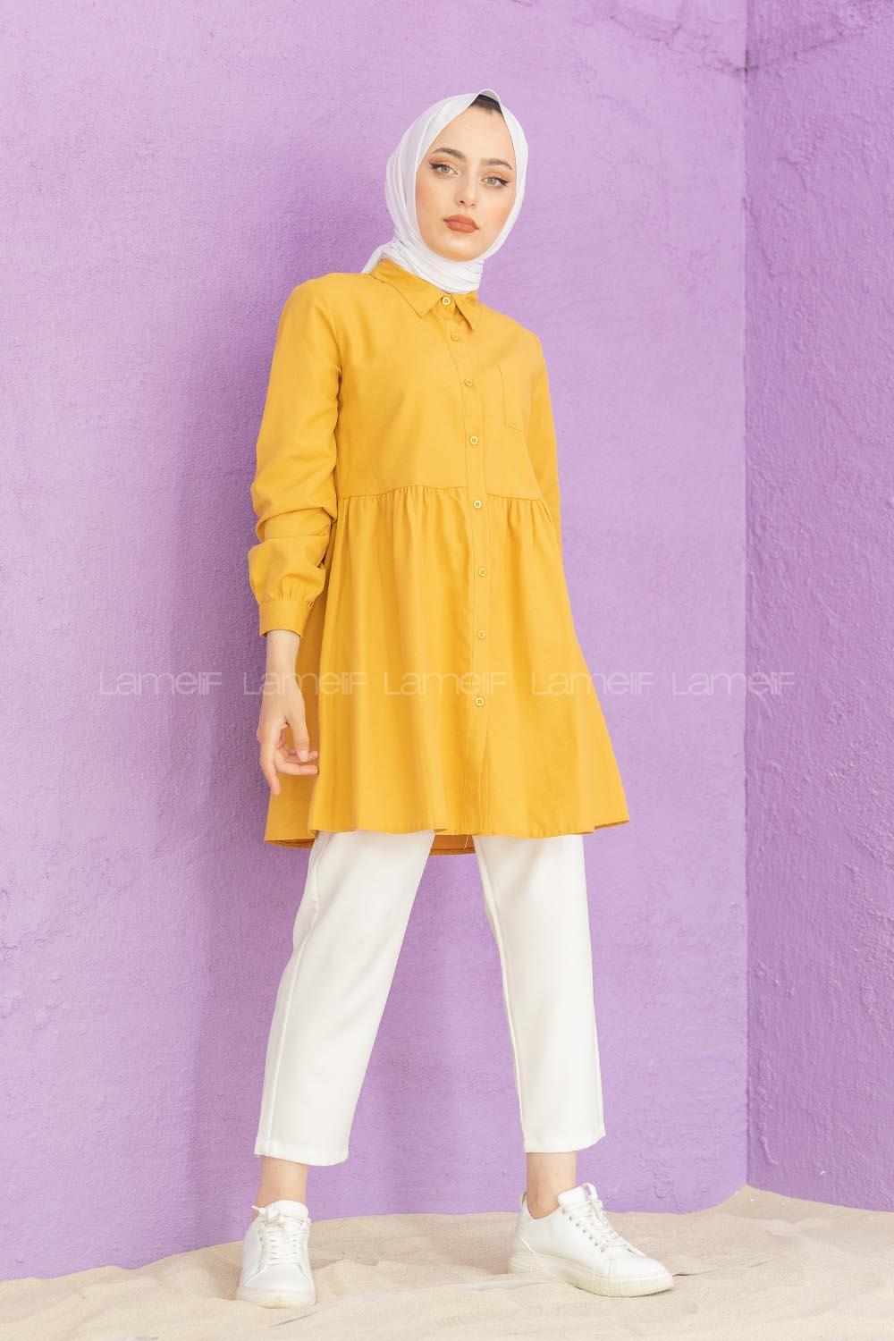 Modalamelif Cepli Robalı Tunik Hardal Sarısı