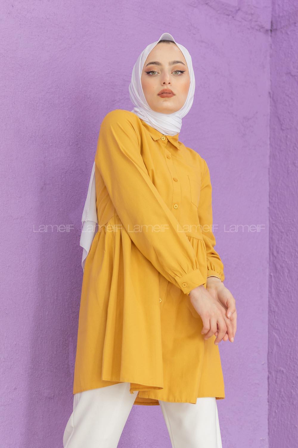 Modalamelif Cepli Robalı Tunik Hardal Sarısı