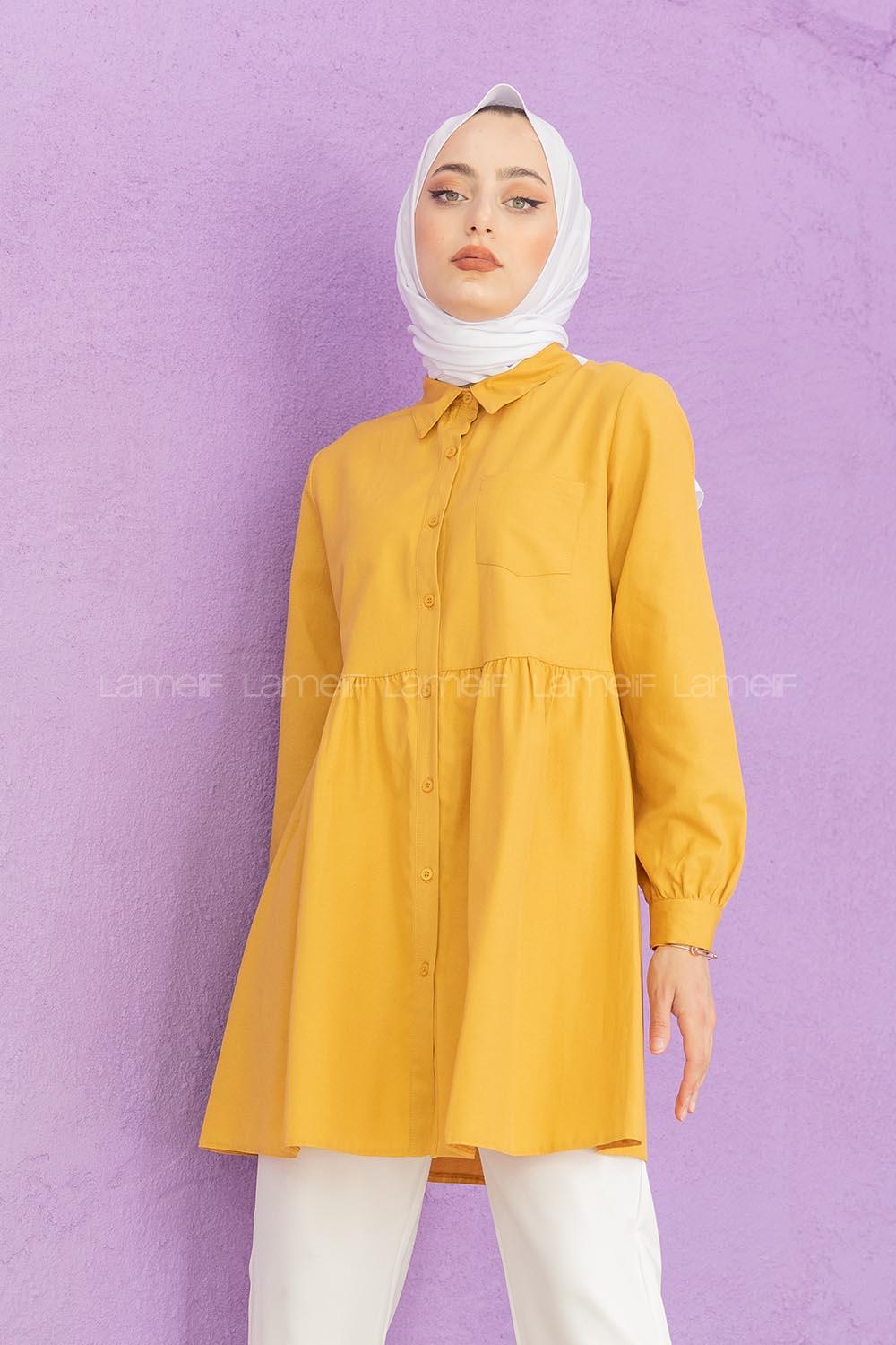 Modalamelif Cepli Robalı Tunik Hardal Sarısı