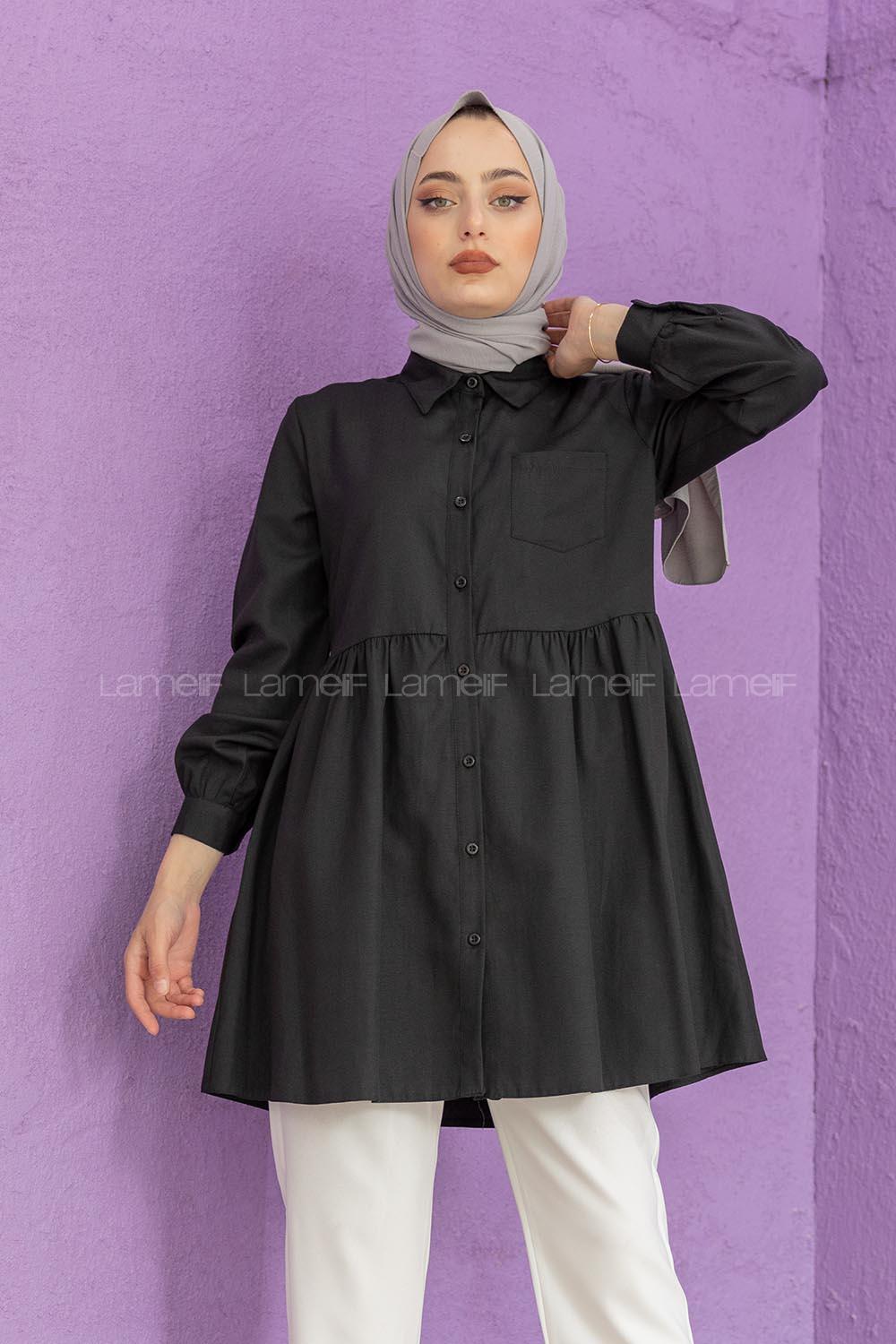 Modalamelif Tek Cepli Robalı Tunik Siyah