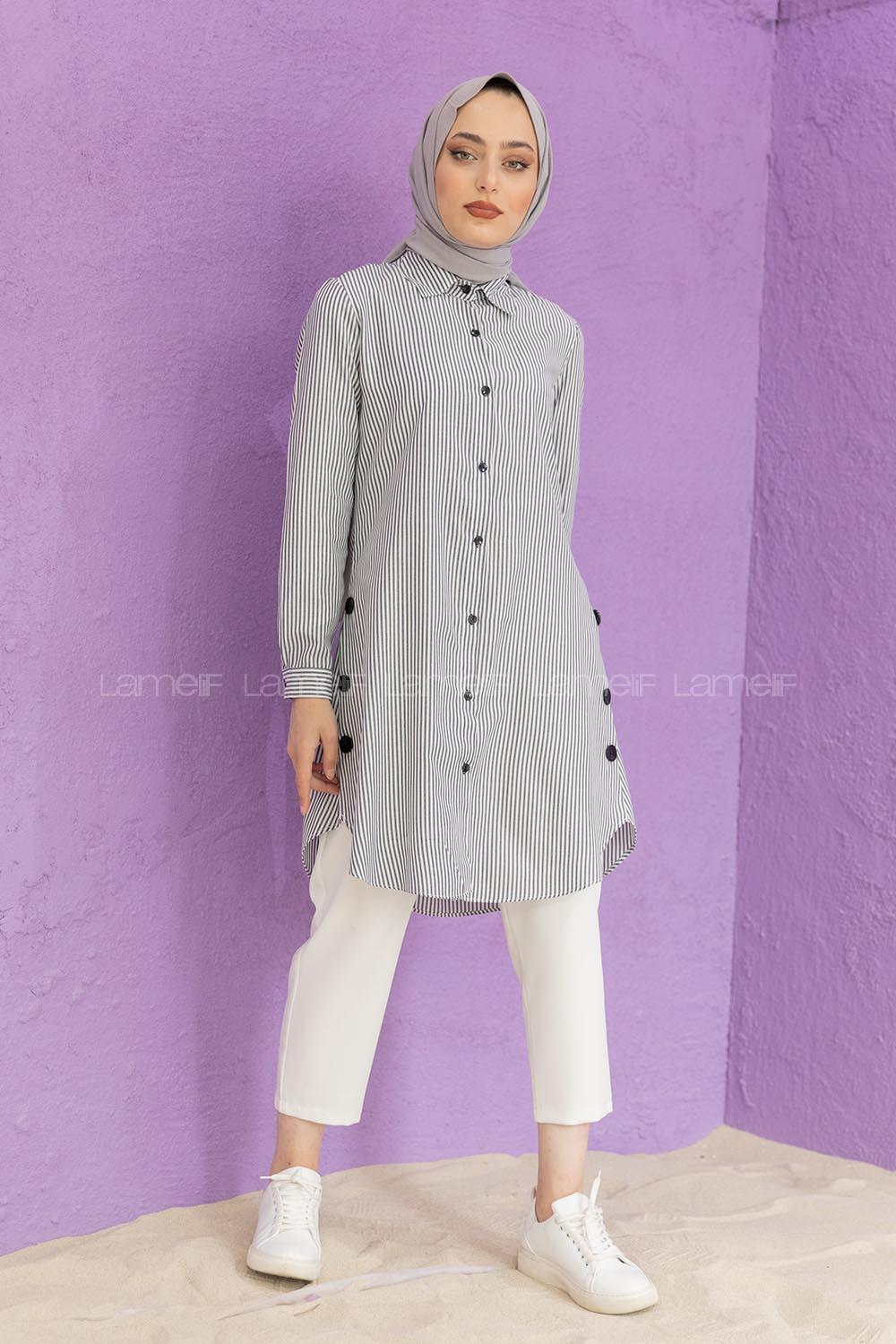 Modalamelif Tiril Yazlık Tunik Gri